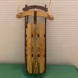 Pottery Barn Wooden Winter Sports Vintage Style Sled Christmas Ornament